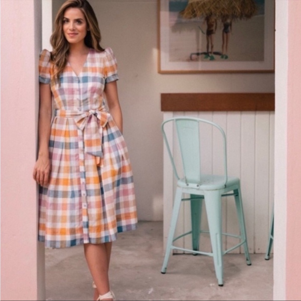 Gal meets glam poppy plaid dress